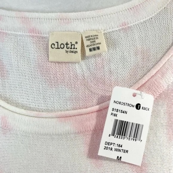 New Cloth by Design Convertible Side Slit Sweater Tie Dye Pink White Size Medium - Picture 13 of 16
